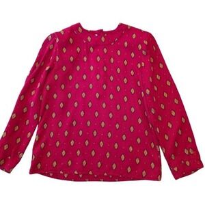 Vtg Constance Saunders Richard Warren Sz 8 100% Silk Blouse Artsy Geometric 80s